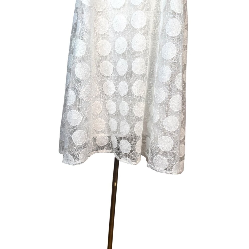 Donna Morgan Size 6 White Lace Polka Dot Sleeveless Shift Dress - Picture 13 of 15